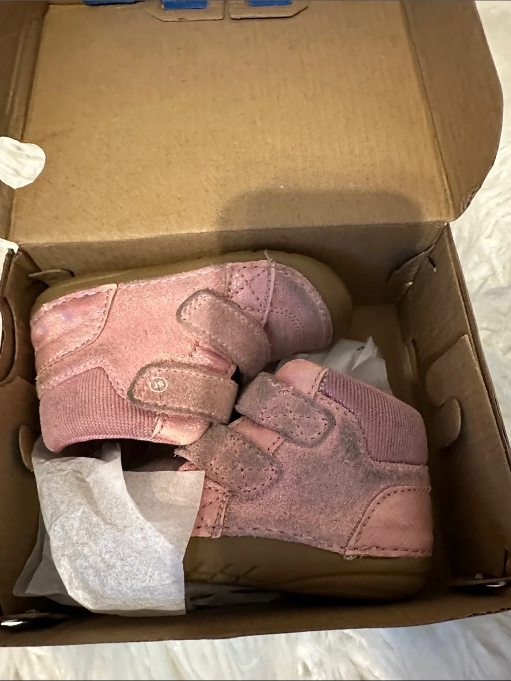 Stride Rite Glitter Pink Toddler Boots with Double Velcro Straps